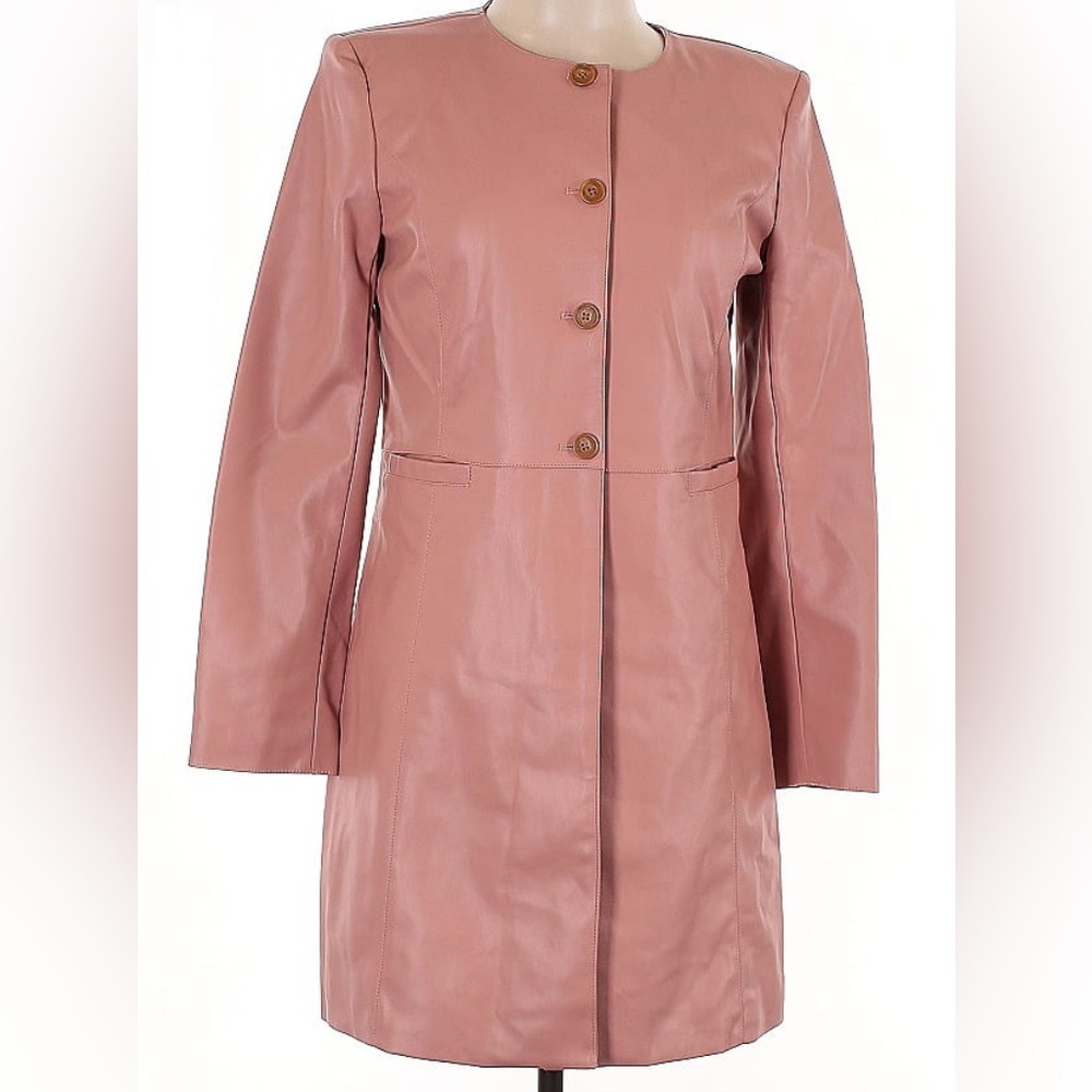 Calvin Klein Light Pink Faux Leather Jacket NWT